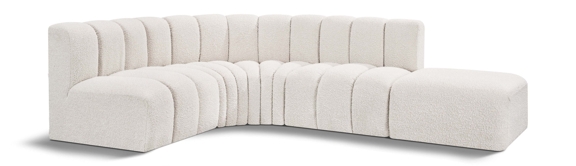 Arc - Boucle Fabric 5 Piece Corner Modular Sofa