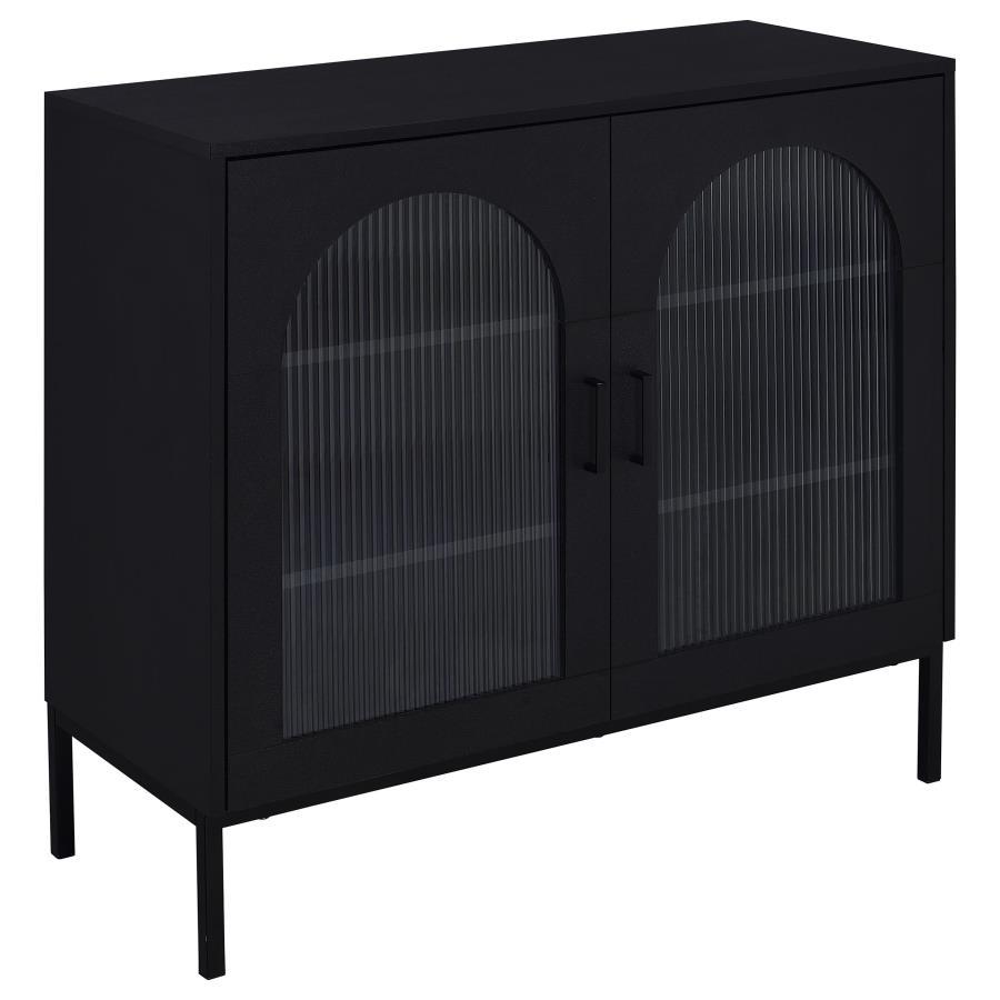 Jess - 2-Door Arched Fluted Glass Accent Cabinet - Black