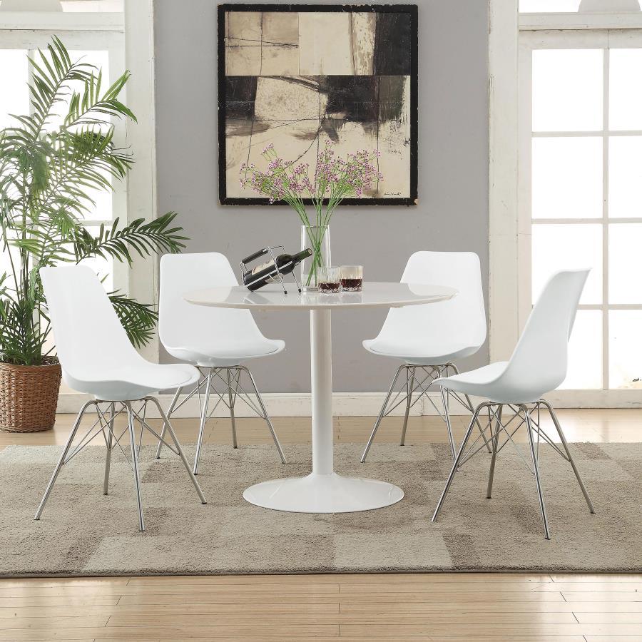 Lowry - Round Wood Top Dining Table - White
