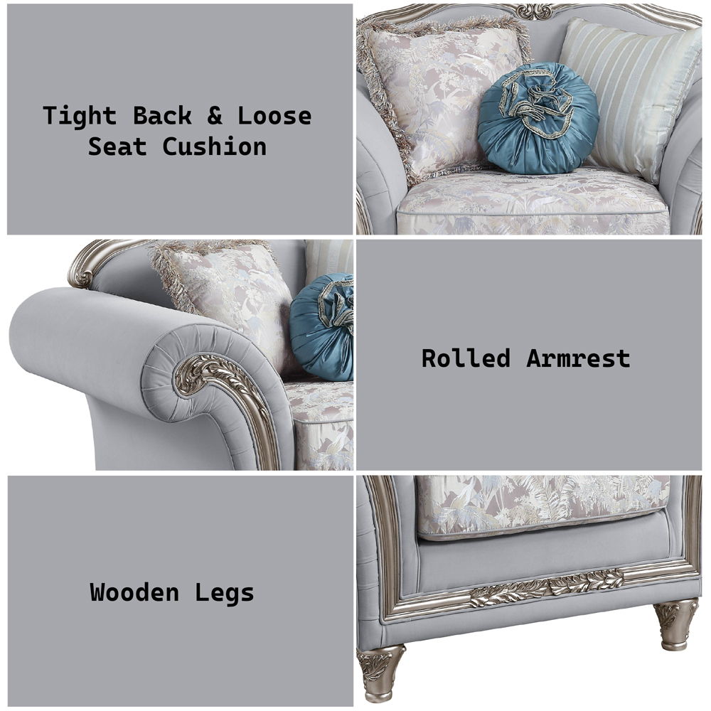 Pelumi - Chair - Light Gray Linen & Platinum - Finish