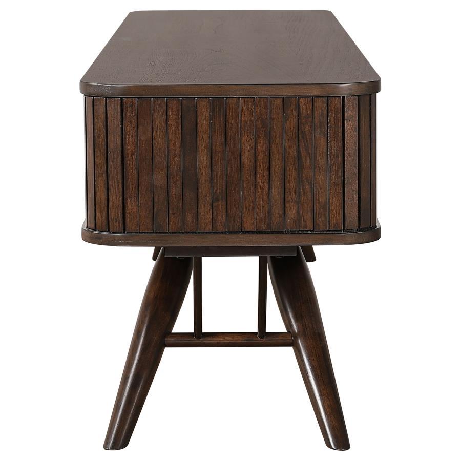 Valna - Wood TV Stand With Sliding Doors - Walnut