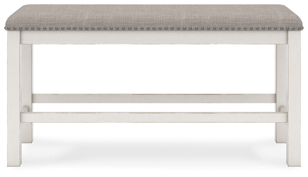 Robbinsdale - Antique White - Dbl Counter Height Upholstered Dining Bench