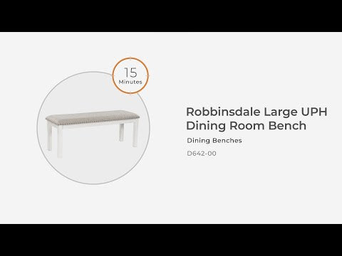 Robbinsdale - Antique White - Large Upholstered Dining Room Bench