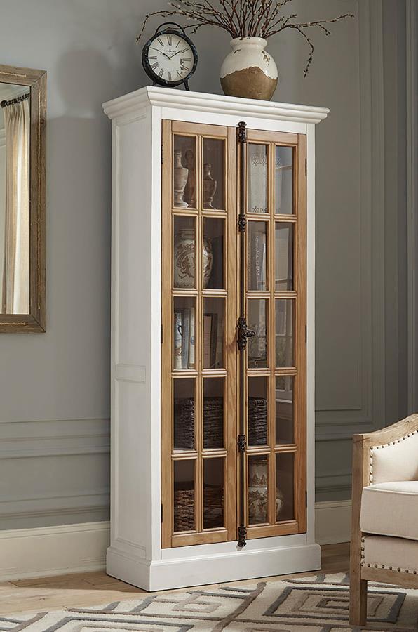 Tammi - 2 Door Wood Tall Cabinet - Distressed White And Brown