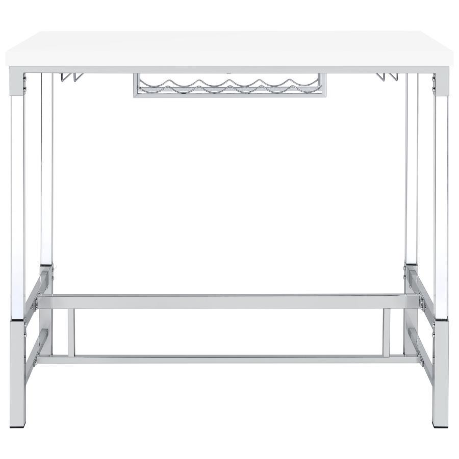 Norcrest - Acrylic Leg Bar Table - White High Gloss