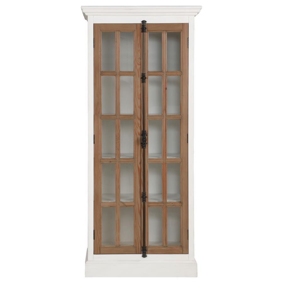 Tammi - 2 Door Wood Tall Cabinet - Distressed White And Brown