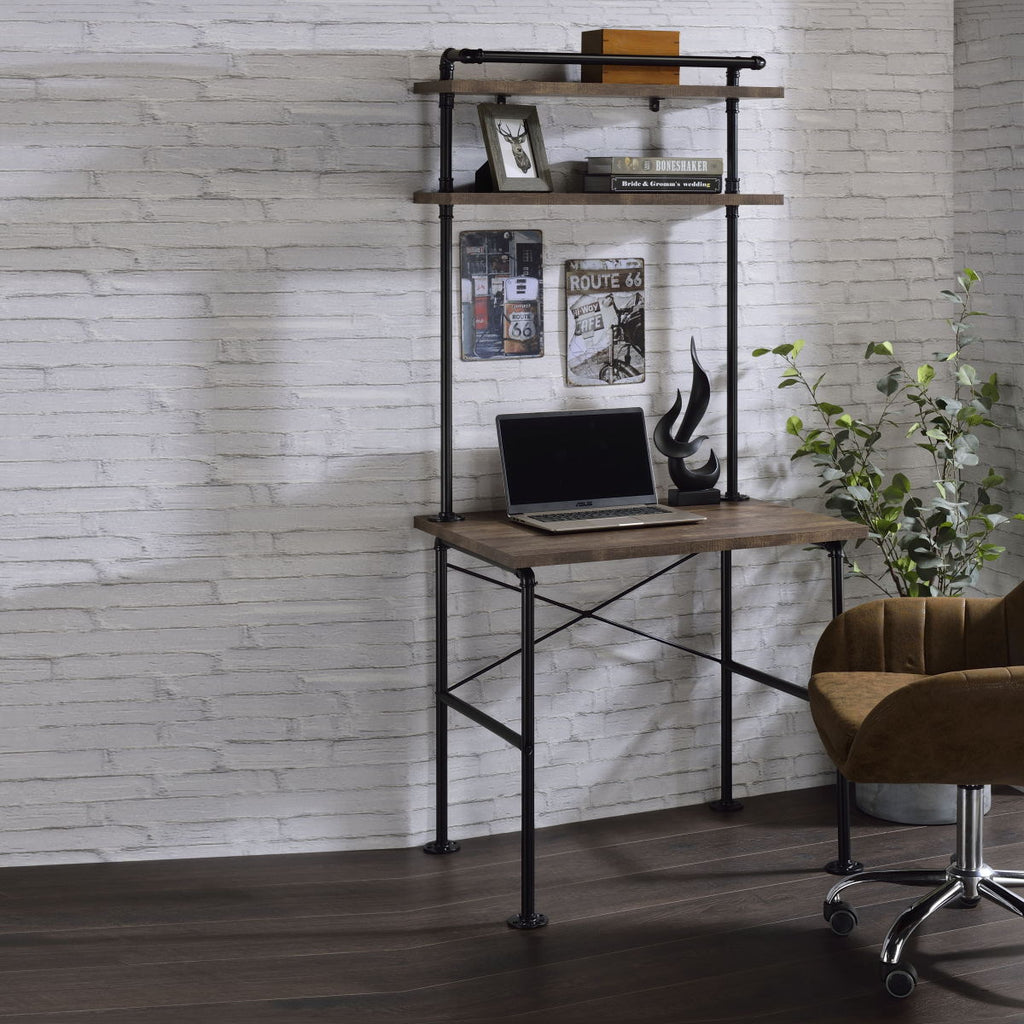 Ensata - Writing Desk - Rustic Oak & Black Finish