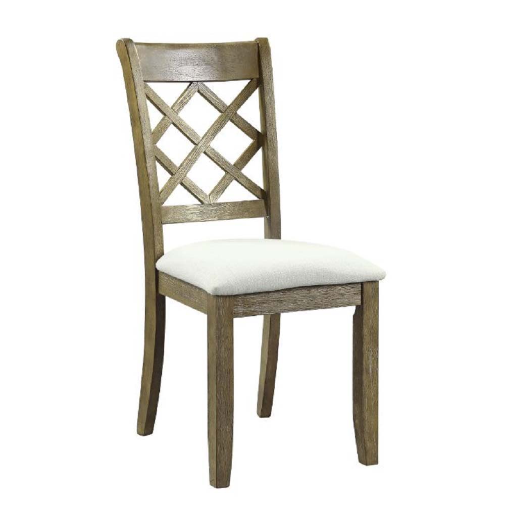 Karsen - Side Chair (Set of 2) - Beige Linen & Rustic Oak Finish