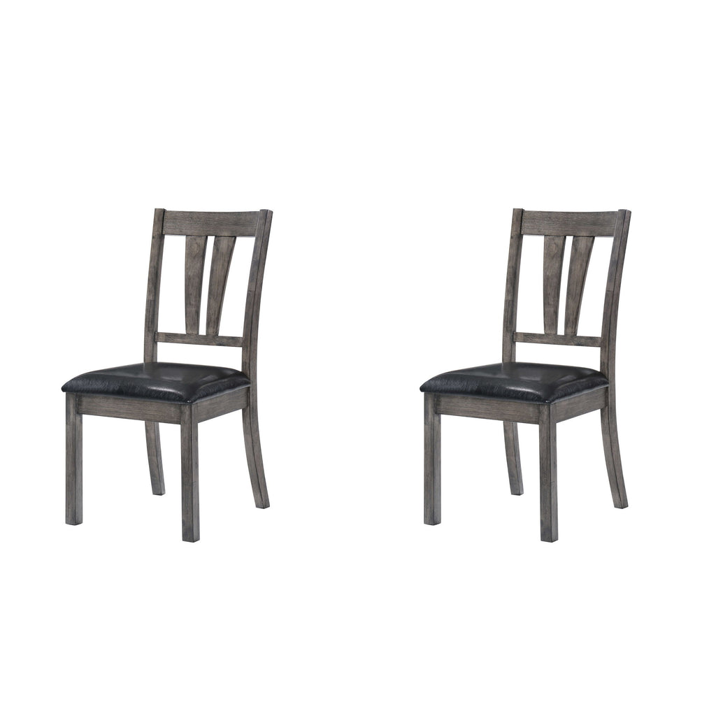 Nathan - Fan Back Chair With Pu Seat (Set of 2) - Gray Oak