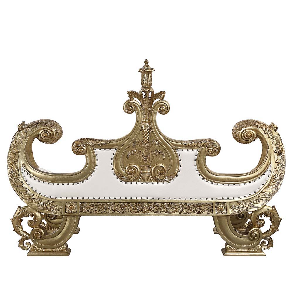 Bernadette - Bench - White PU & Gold Finish