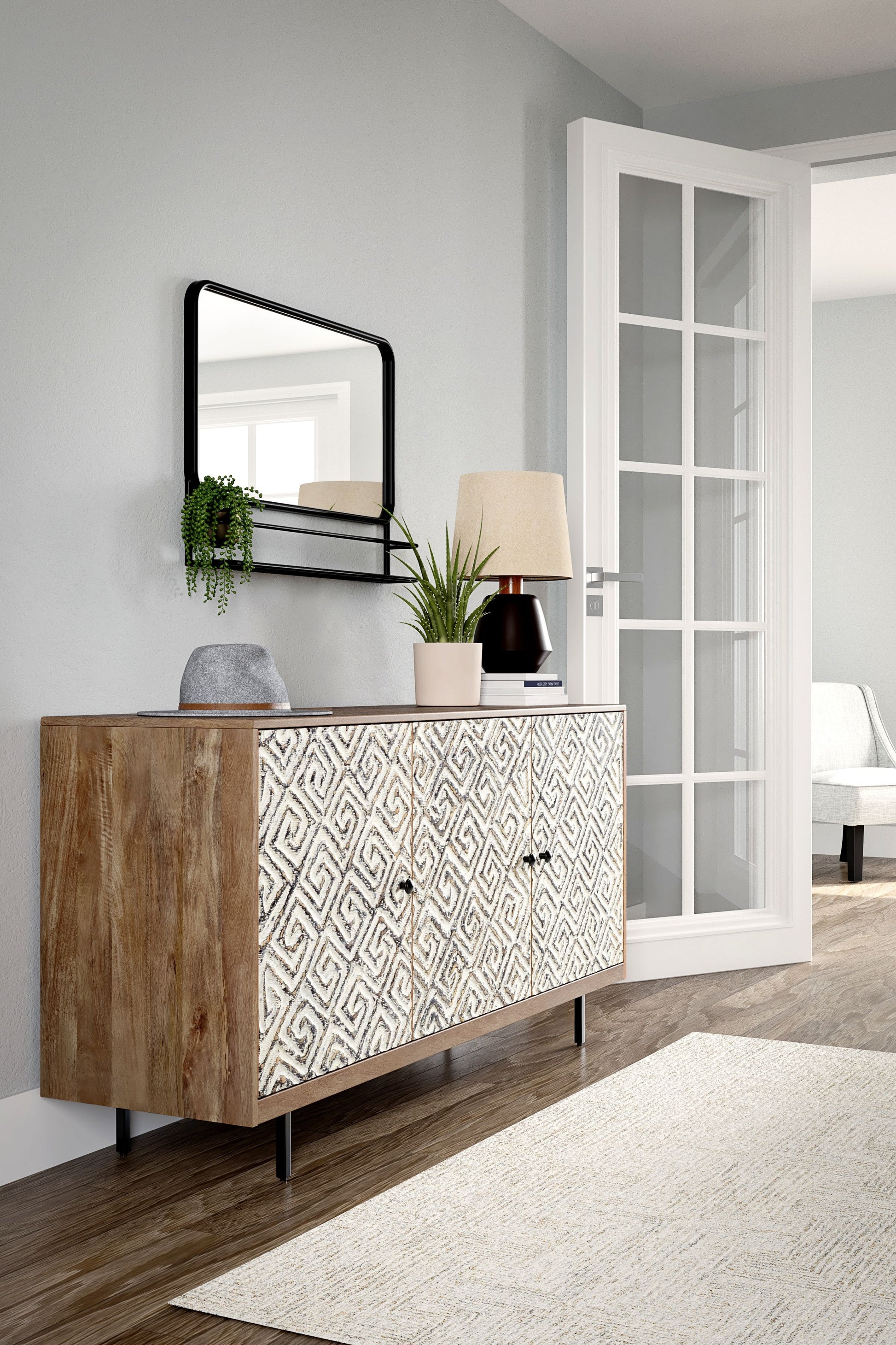Kerrings - Brown / Black / White - Accent Cabinet