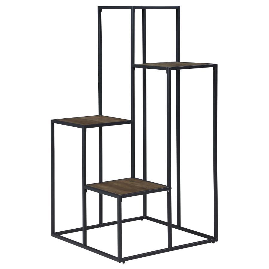 Rito - 4-Tier Multi - Display Shelf - Rustic Brown And Black