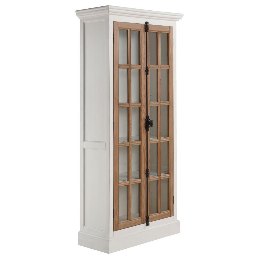 Tammi - 2 Door Wood Tall Cabinet - Distressed White And Brown