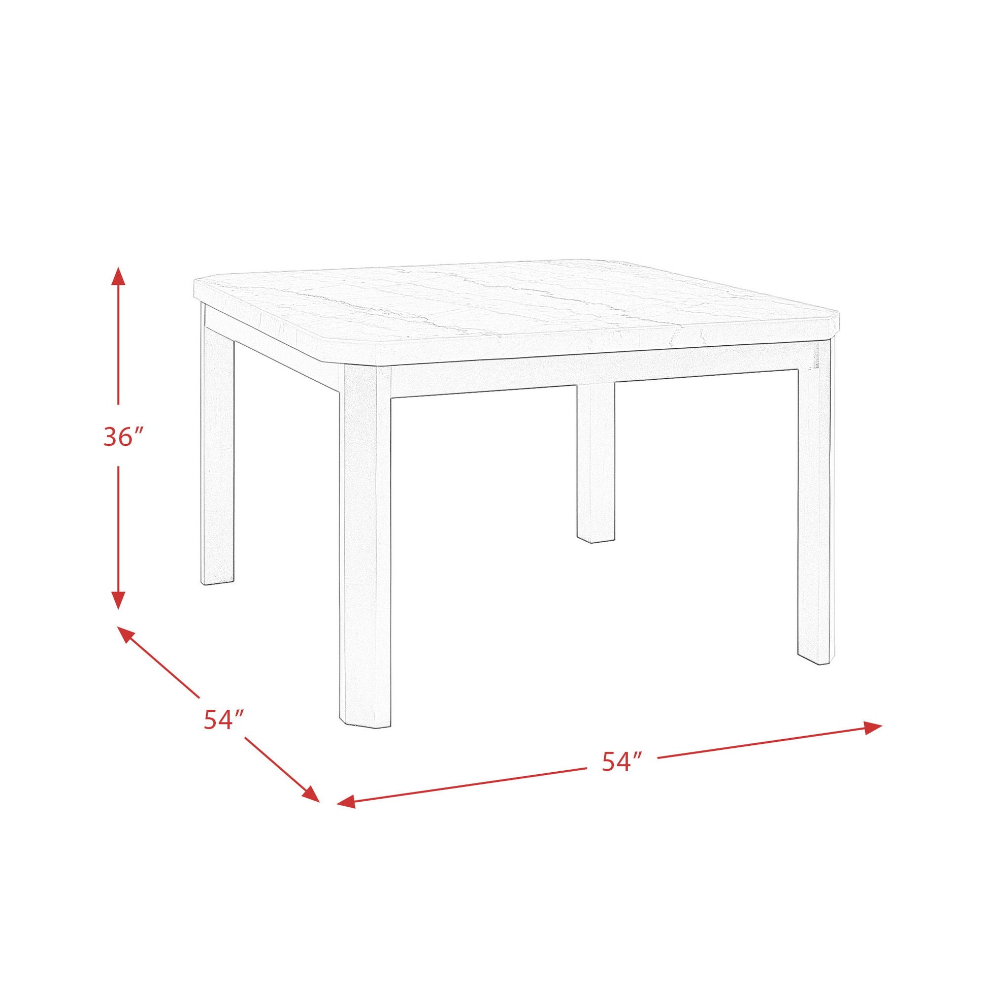 Francesca - 5 Piece Square Counter Dining Set Table & Four Chairs - White Marble