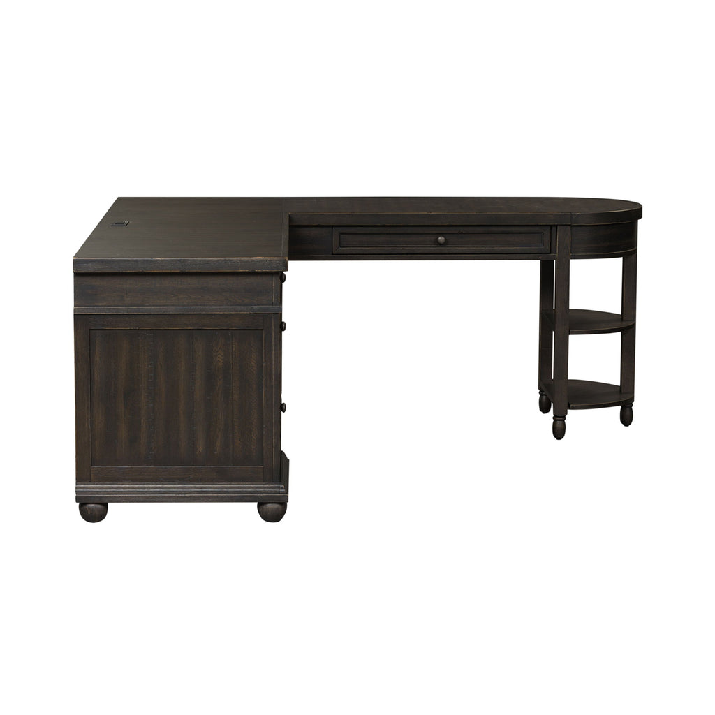 Harvest Home - L Shaped Desk Set With Hutch - Black