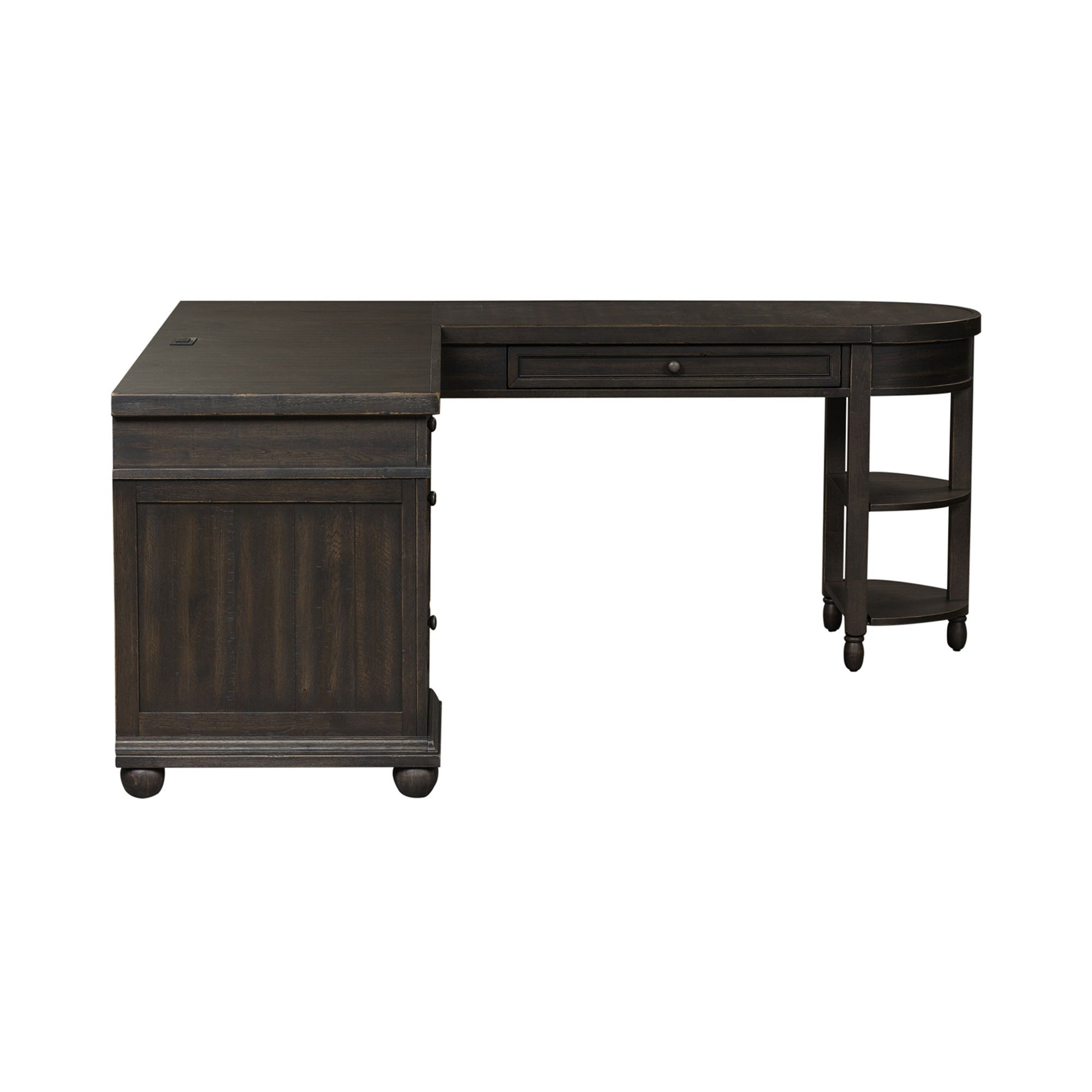 Harvest Home - L Shaped Desk Set With Hutch - Black